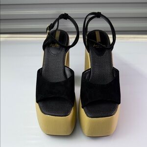 Sam Edelman Black and Tan Platform Sandals 8